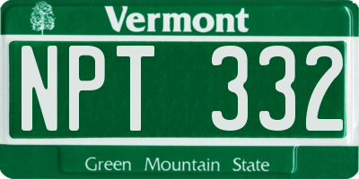 VT license plate NPT332
