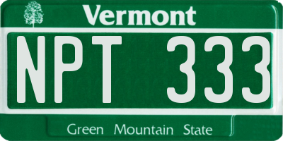 VT license plate NPT333
