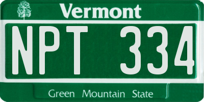 VT license plate NPT334