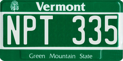 VT license plate NPT335