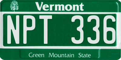VT license plate NPT336