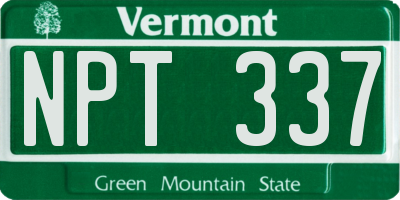 VT license plate NPT337