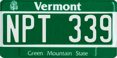 VT license plate NPT339