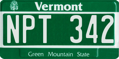 VT license plate NPT342