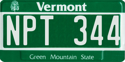 VT license plate NPT344