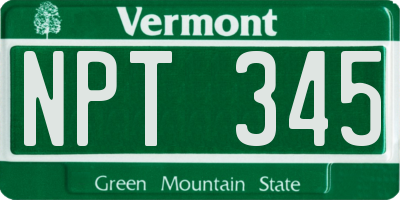 VT license plate NPT345