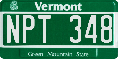 VT license plate NPT348
