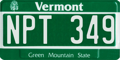 VT license plate NPT349