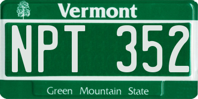 VT license plate NPT352