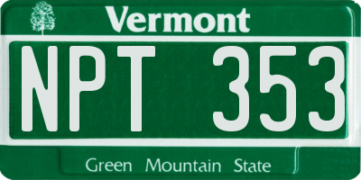 VT license plate NPT353