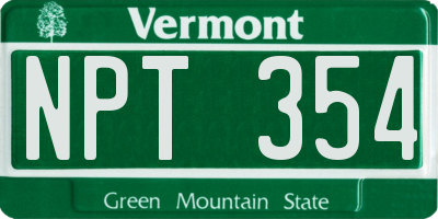 VT license plate NPT354