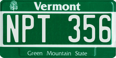 VT license plate NPT356