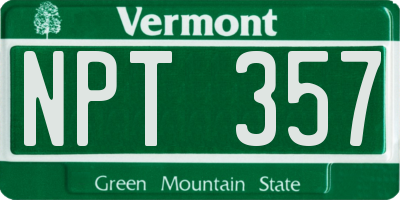 VT license plate NPT357