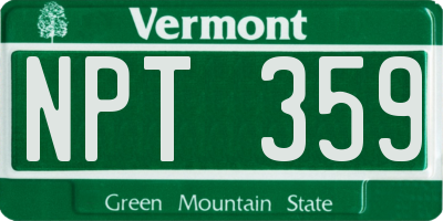 VT license plate NPT359