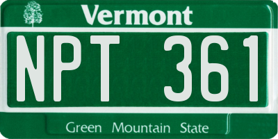 VT license plate NPT361