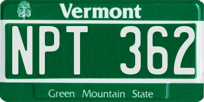 VT license plate NPT362