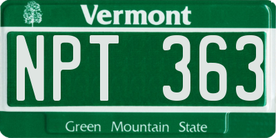 VT license plate NPT363