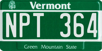 VT license plate NPT364