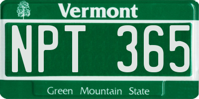 VT license plate NPT365