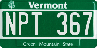 VT license plate NPT367