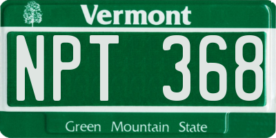 VT license plate NPT368