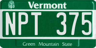 VT license plate NPT375