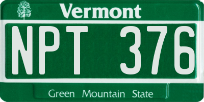 VT license plate NPT376