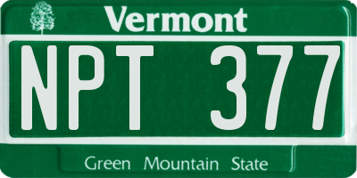 VT license plate NPT377