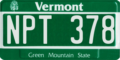 VT license plate NPT378