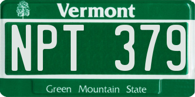 VT license plate NPT379