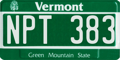 VT license plate NPT383