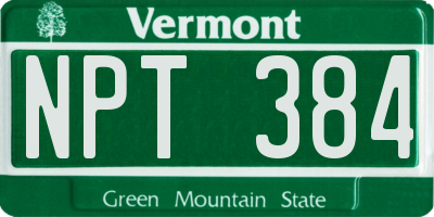 VT license plate NPT384