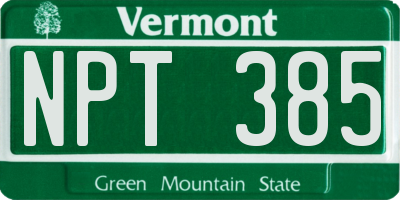 VT license plate NPT385