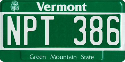 VT license plate NPT386