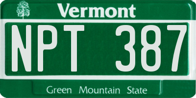 VT license plate NPT387