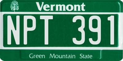 VT license plate NPT391