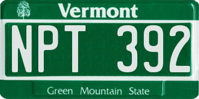 VT license plate NPT392