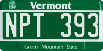 VT license plate NPT393