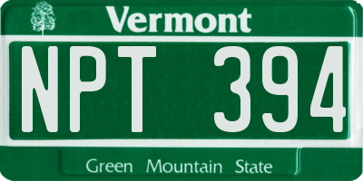 VT license plate NPT394
