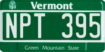VT license plate NPT395