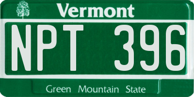 VT license plate NPT396