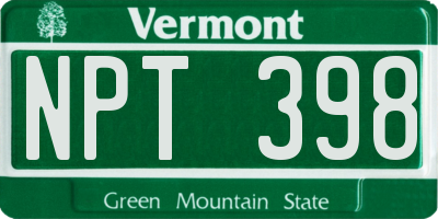 VT license plate NPT398