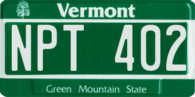 VT license plate NPT402