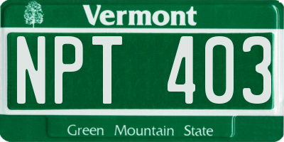 VT license plate NPT403