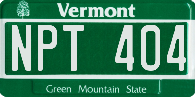 VT license plate NPT404