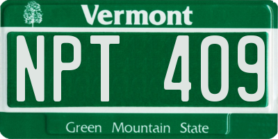 VT license plate NPT409