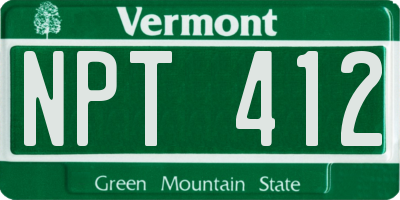 VT license plate NPT412