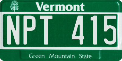 VT license plate NPT415