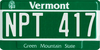 VT license plate NPT417