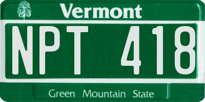 VT license plate NPT418